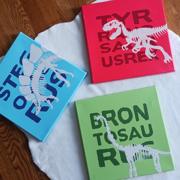 Dinosaur Art Canvas Wall Decor, Set of 3 - Picture 13 of 13